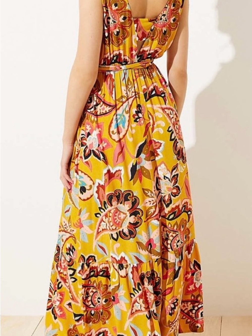 LOFT Paisley Floral Maxi Tie-Waist Dress - Picture 3 of 5